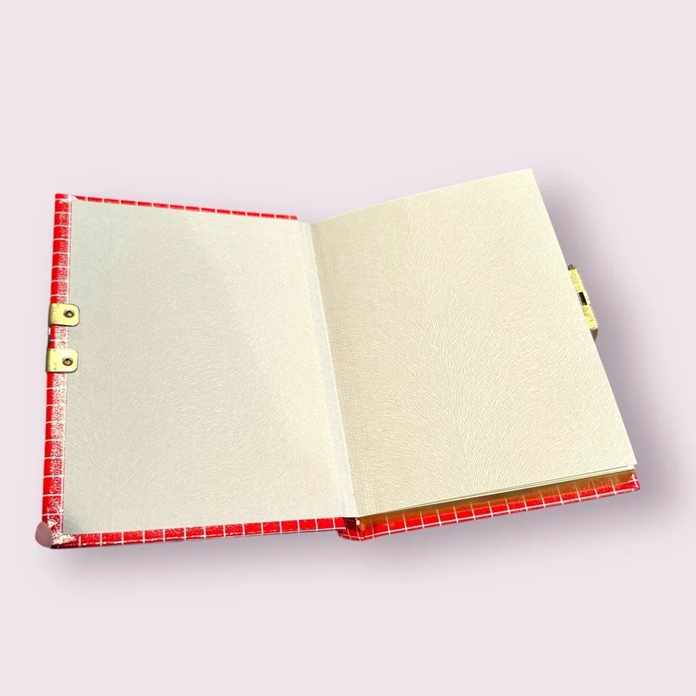 Vintage Made In Italy Red Plaid Scotty Dog Locked Daily Journal Diary